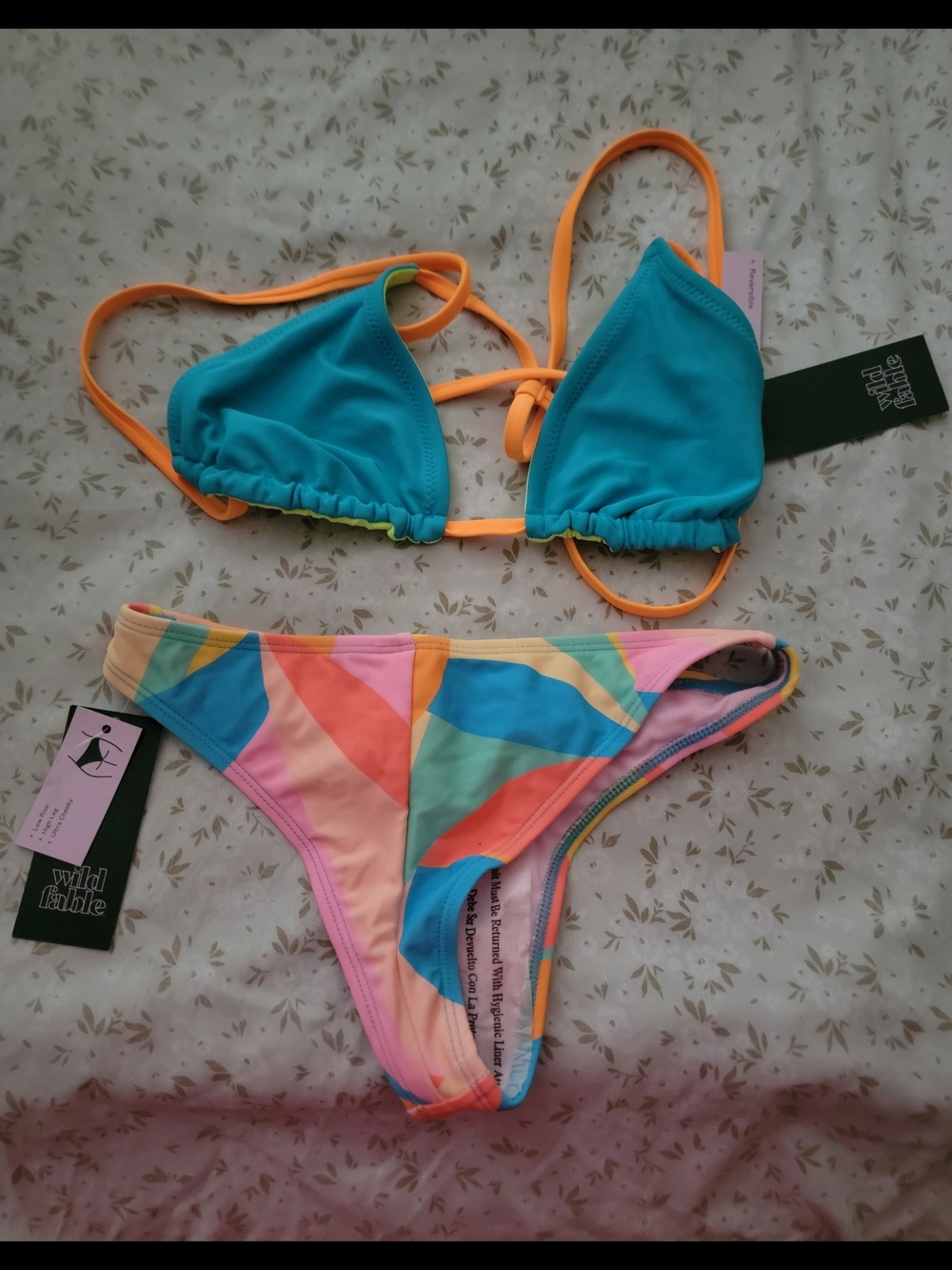 Wild Fable Colorblock Triangle Bikini - Teal & Multicolor